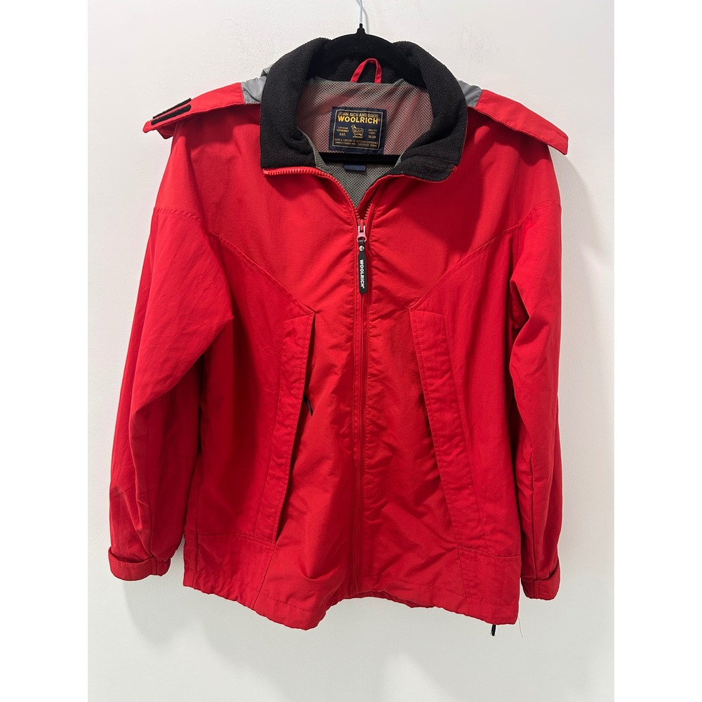 Woolrich John Rich Bros Womens Red Full Zip Hooded Outdoor Jacket Size M 15103